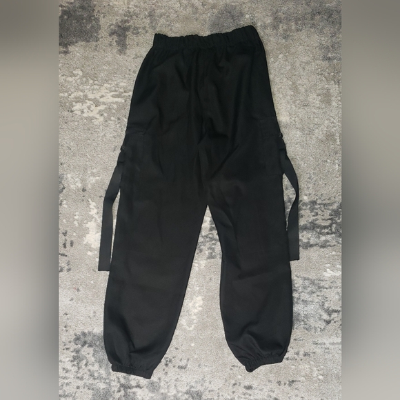 Cargo Black Pants With Strap & Clip Side Pockets - Picture 2 of 4
